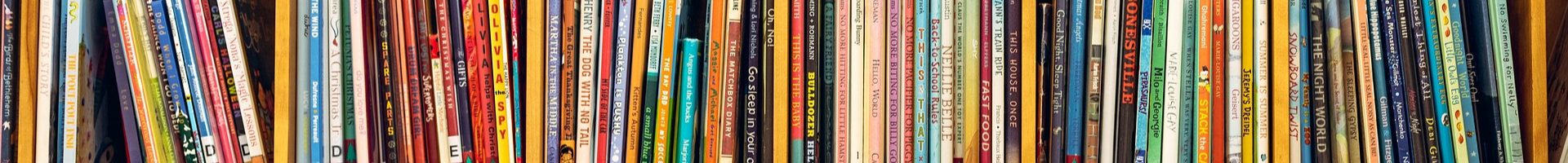 shelf of kids books
