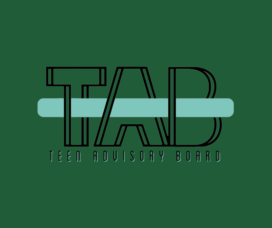 tab letters on green background with light green bar running through them