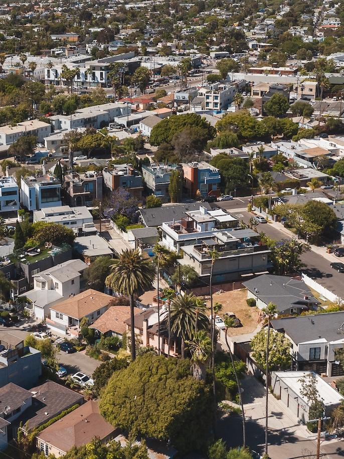 aerial view of a housing area