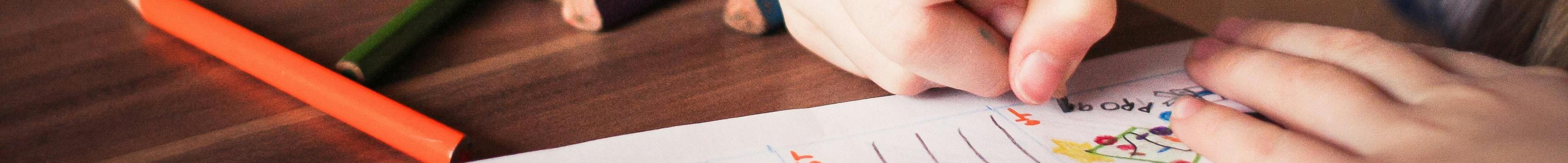doing homework colored pencils